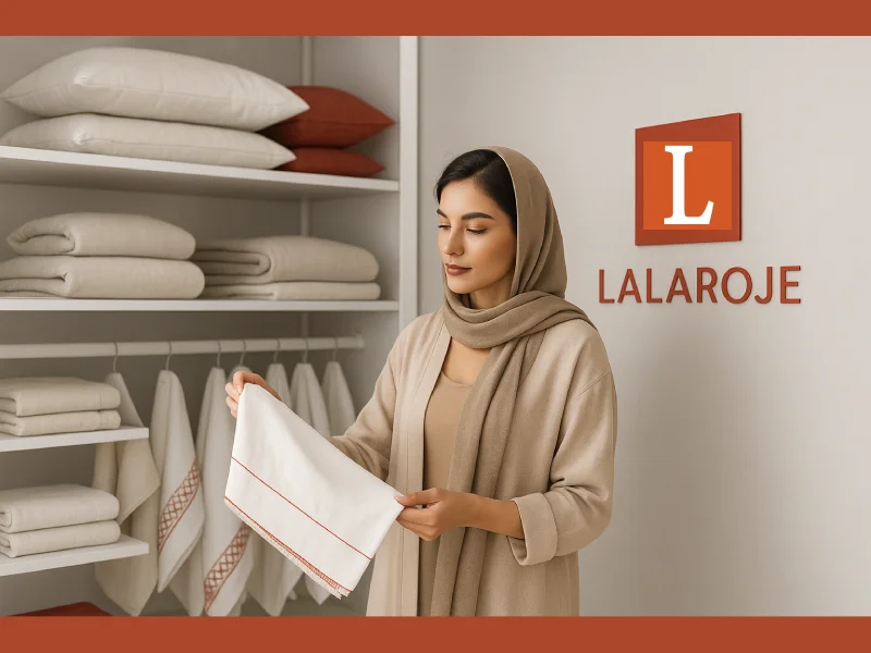 بنر برند لالاروژ با معرفی منسوجات خانگی پریمیوم و طراحی لوکس ایرانی